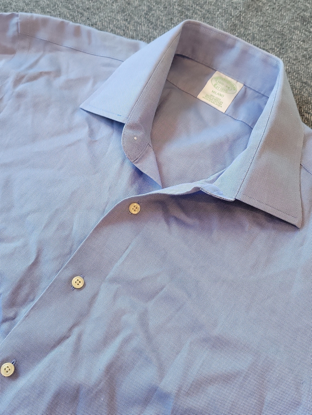 Brooks Brothers Shirt Men's 16.5 34 Milano Blue Button Up Long Sleeve Non Iron